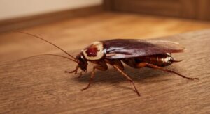 前胸背板に黄色い輪紋模様がある体長50mm級の大型ワモンゴキブリ